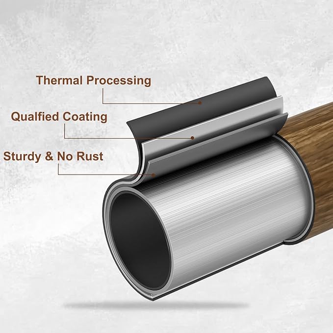 1” Diameter Curtain Rods Itself is 30 to 90 inch 2 Pack Fit 30-84 inch Window with Heavy Duty Adjustable Rod Matte Wood Grain Splicing Metal Extra Long Curtain Rod for Windows
