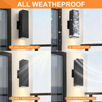 14 in Outdoor Light Fixture Black Outdoor Porch Light,Aluminum | Up and Down Modern Exterior Wall Light For Front Door,Patio,Garage Include 4 * 7W 3000K LED Bulbs,Waterproof,2Packs