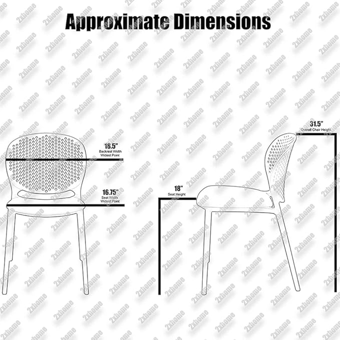2xhome Set of 4 Patio Dining Chairs | Modern Stackable Outdoor Pool Side Chair | Weather Resistant Plastic for Yard, Porch, Balcony, Kitchen, White