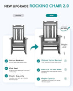 SERWALL Oversized Rocking Chair Outdoor, HDPE Outdoor Rocking Chair, Grey