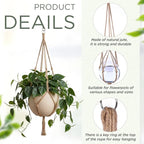 EBOOT 2 Pack 33 48 Inch Large Macrame Plant Hanger Rope to Hang Flower Pot Plant Holder for Indoor Outdoor Decorations, 4 Legs (Linen Color)