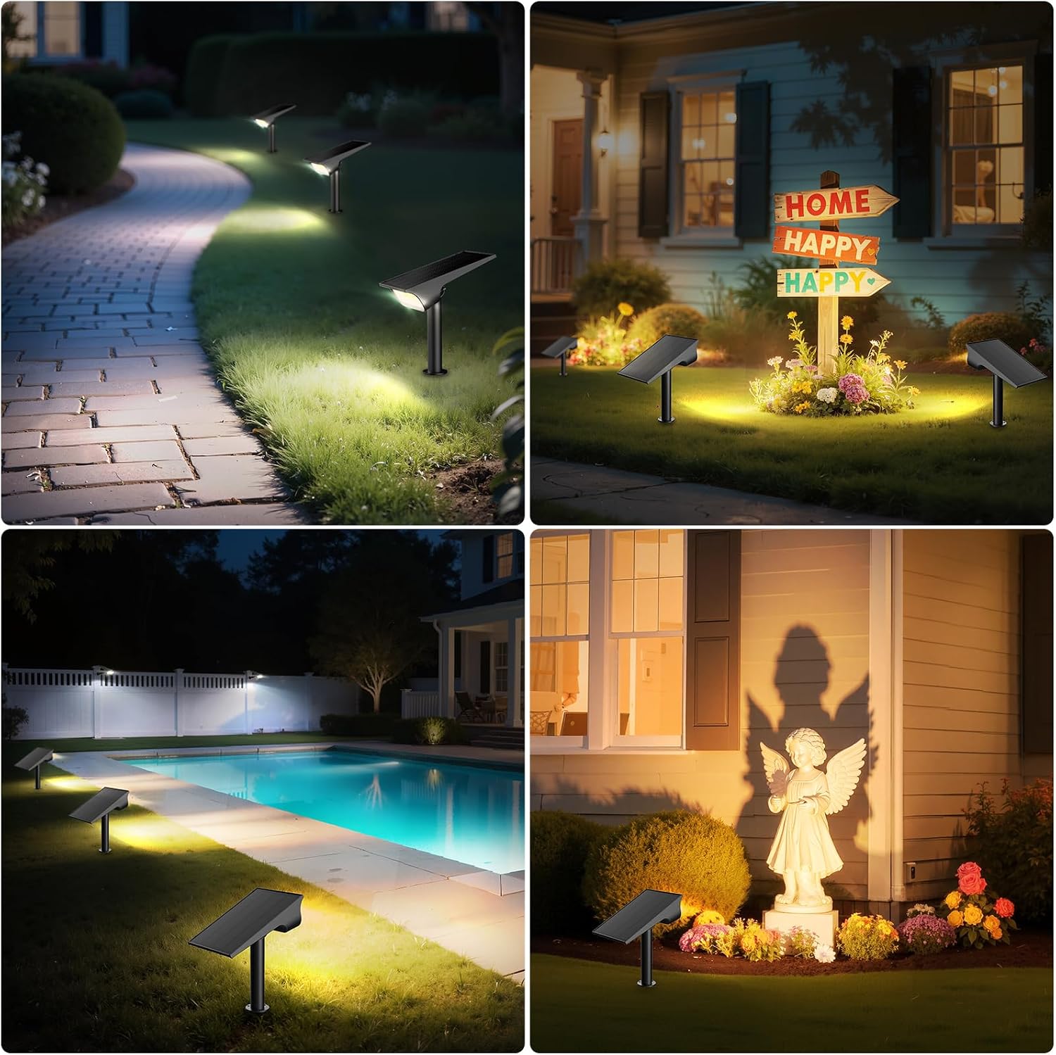 Lightonight Solar Spot Lights Outdoor 4 Pack | 3 Color Temperatures, Remote Control Landscape Spotlights for Tree, Garden, Pathway, House, Yard, Driveway