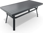 HOMREST Metal Outdoor Ottoman, 3-Piece Aluminum Footstool w/Removable Cushion, Multipurpose Footrest Stool with Coffee Side Table Additional Seating, Set of 3 Outdoor Ottomans for Patio Deck (Blue)
