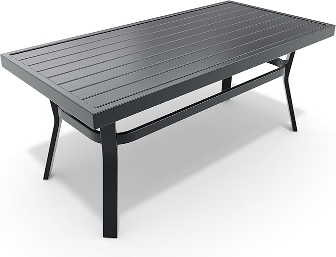 HOMREST Metal Outdoor Ottoman, 3-Piece Aluminum Footstool w/Removable Cushion, Multipurpose Footrest Stool with Coffee Side Table Additional Seating, Set of 3 Outdoor Ottomans for Patio Deck (Blue)
