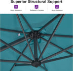 PURPLE LEAF 11 Feet Patio Umbrella Outdoor Cantilever Round Umbrella Aluminum Offset Umbrella with 360-degree Rotation for Garden Deck Pool Patio, Turquoise Blue