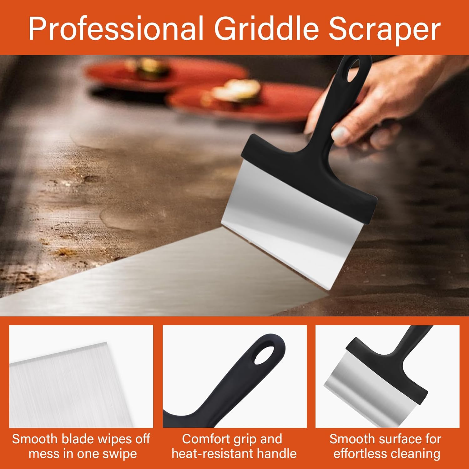 10 Pieces Griddle Cleaning Kit for Blackstone Flat Top Grill | Professional Heavy Huty Scraper, Grill Stones, Scouring Pads and Handles to Remove Grease and Residue from Flat Top Griddles