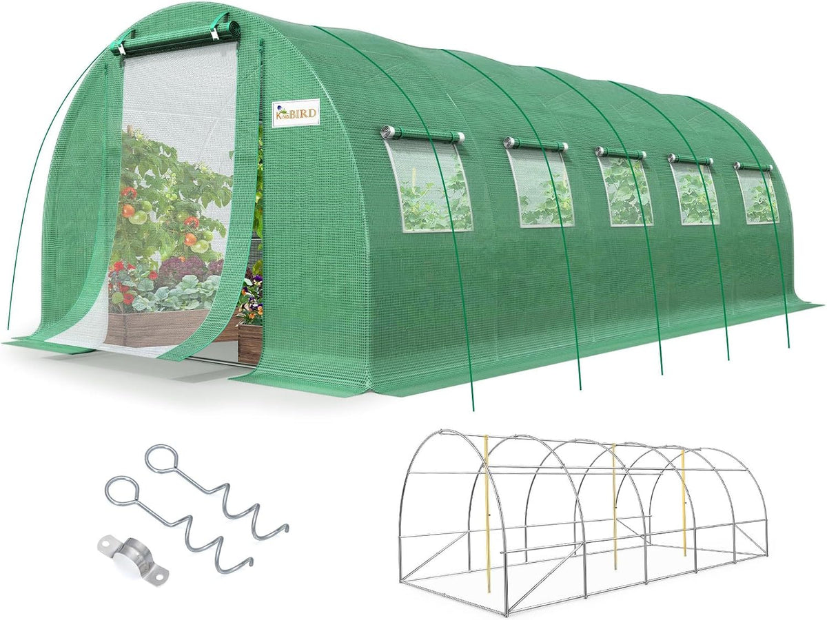 king bird premium 25x10x6.6ft greenhouse for outdoors, large, main product view