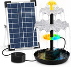 9V 6W Solar Fountain Pump, 3-Tier Waterfall & 3 Spray Nozzles, Solar Powered Water Fountain Solar Bird Bath Fountain for Small Pond, Patio, Garden