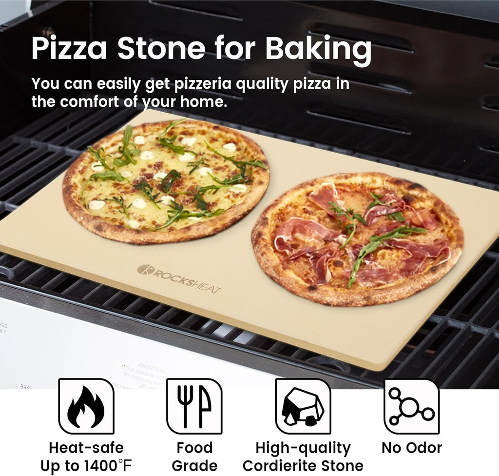 Pizza Stone, Rectangular Extra Large 23.6" x 15.8" x 0.6" Pizza Stones for Oven Grill, Industrial Commercial Heavy Duty Cordierite Baking Stone for Pizza Bread, Pizza Accessories, 14.19 lbs