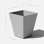 Veradek Nobleton Indoor/Outdoor Wide Square Planter (Light Grey, 22 inch - 2 Pack with 2 Saucer Trays)