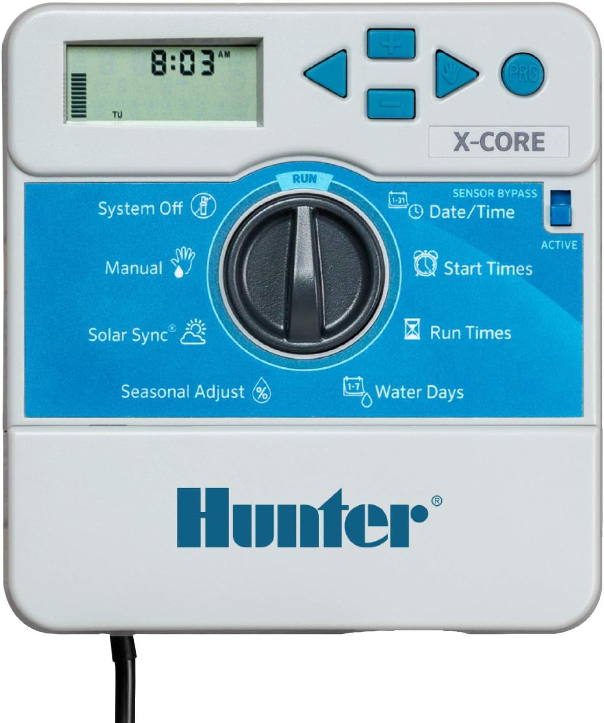 Hunter X-Core XC800i Indoor Sprinkler Timer, 8 Zone Irrigation Controller | Indoor 8 station irrigation controller with easy programming, manual controls, seasonal adjust, and standard dial operation