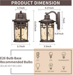 Darkaway Outdoor Wall Light Fixture,Outside Porch Lights Wall Mounted Amber Ripple Glass 2pcs Modern Exterior Waterproof Wall Sconce Lighting for House Front Door Garage