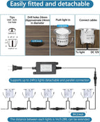 HIBOITEC Recessed LED Deck Light Kits(16Pack), 12V Low Voltage Landscape Lighting IP67 Waterproof Outdoor Step Stair Lights Warm White Deck Lighting for Garden Yard Steps Stair Patio Floor Decoration | 12V Low Voltage Landscape Lighting, IP67 Waterproof