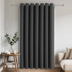 Joydeco Blackout Patio Sliding Door Curtains 84 Inches Long, Grommet Privacy Room Divider Curtains, Extra Wide Thermal Blackout Drapes for Bedroom Living Room (Grey, 100Wx84L, 1 Panel)