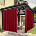 BONZER Outdoor Waterproof Curtains for Patio Wide Grommet Light Filtering Outside Curtains for Gazebo, Porch, Pergola, Pavilion, 1 Panel, 110W x 84L inch, Red