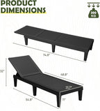 Devoko Outdoor Chaise Lounge Chair Set of 2 for Outside Pool Patio, Adjustable Waterproof Easy Assembly Chaise Lounge Outdoor (Black, Set of 2)