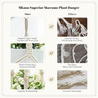 Mkono Macrame Plant Hangers, 5 Pack Different Tiers Indoor Hanging Planters Basket with 5 Hooks Decorative Flower Pots Holder Stand Boho Home Decor, Ivory