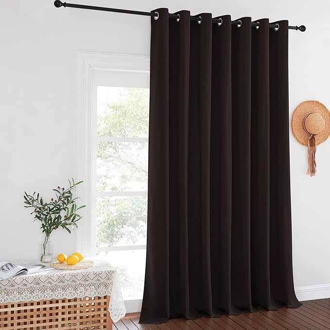 NICETOWN Blackout Patio Curtains 100 x 144 Inches Long for Sliding Door Extral Wide Blackout Curtain Panels Thermal Insulated Room Divider - Grommet Top, 100" W x 144" L, 1 Panel, Toffee Brown