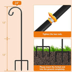 Gtongoko 24 Inch Shepherds Hooks for Outdoor 4 Pack Adjustable Garden Hooks for Hanging Plants, Lanterns, Bird Feeders, Solar Lights, Mason Jars, Weddings Decor, Adjustable, Black