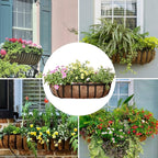 2 Pack Trough Coco Liner Fiber Replacement for Planters, 24/30/36/48 inch Half Moon Coconut Coir Planter for Window Box/Hanging Trough Planter, Garden Flower Vegetables Pot, Fence Flower Baskets