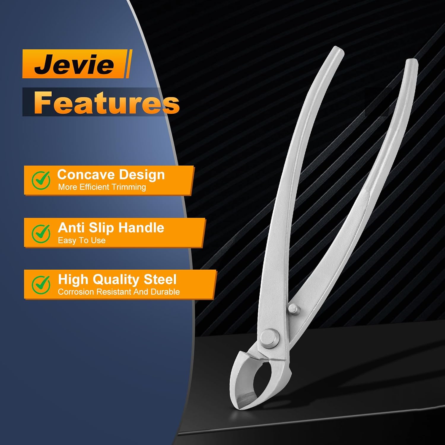 8 inch Concave Cutter, Stainless Steel Cutter for Bonsai & Gardening Pruning, Supplied By Jevie (Diagonal)