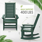 GREENVINES Outdoor Rocking Chair Set | 3-Piece | 2 Rocking Chairs with 1 Side Table | Porch Rocker | HDPE Plastic | Forest | Patio Furniture Sets | High Back | Big & Tall | Ladder Back