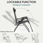 NEWBULIG Zero Gravity Chair Set of 4, Lounge Chair Folding Portable Adjustable Camping Reclining Chairs with Adjustable Pollow, Mesh Back, Cup Holder Trays Lawn Patio Chair for Pool Beach - Black