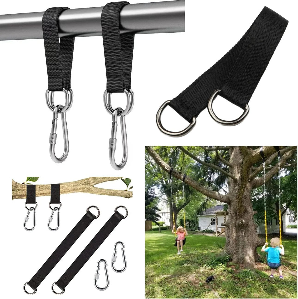 2 Pack Tree Swing Straps Hanging Kit 50cm 400lbs Heavy Duty Belt with Safer Lock Snap Hook Clip Carabiner Connector for Hammock Punching Bag Swings Chair Seat Gym Bar Handle Cable Outdoor