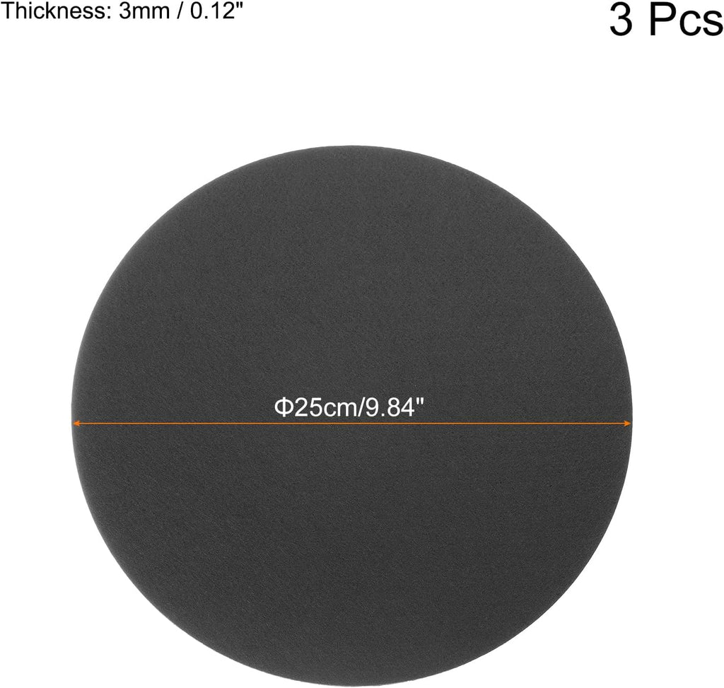 MECCANIXITY Plant Coasters 10 Inch Reversible Absorbent Waterproof Round Felt Pad Mat, Black 3 In1 Set (Pack of 2)