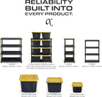 CENTREX CX 4-Tier Heavy Duty Plastic Storage Shelves that Support up to 150lbs/shelf, Organization and Storage, Weather-Resistant Design, Easy Assembly, Black (53”H x 36”W x 18”D)
