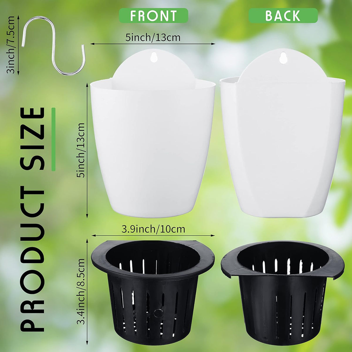 yungyan 20 sets 5" self watering hanging planter, close-up detail