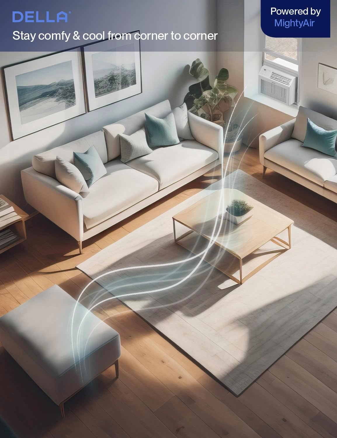 della 10000 btu energy saving window air conditioner shown in use