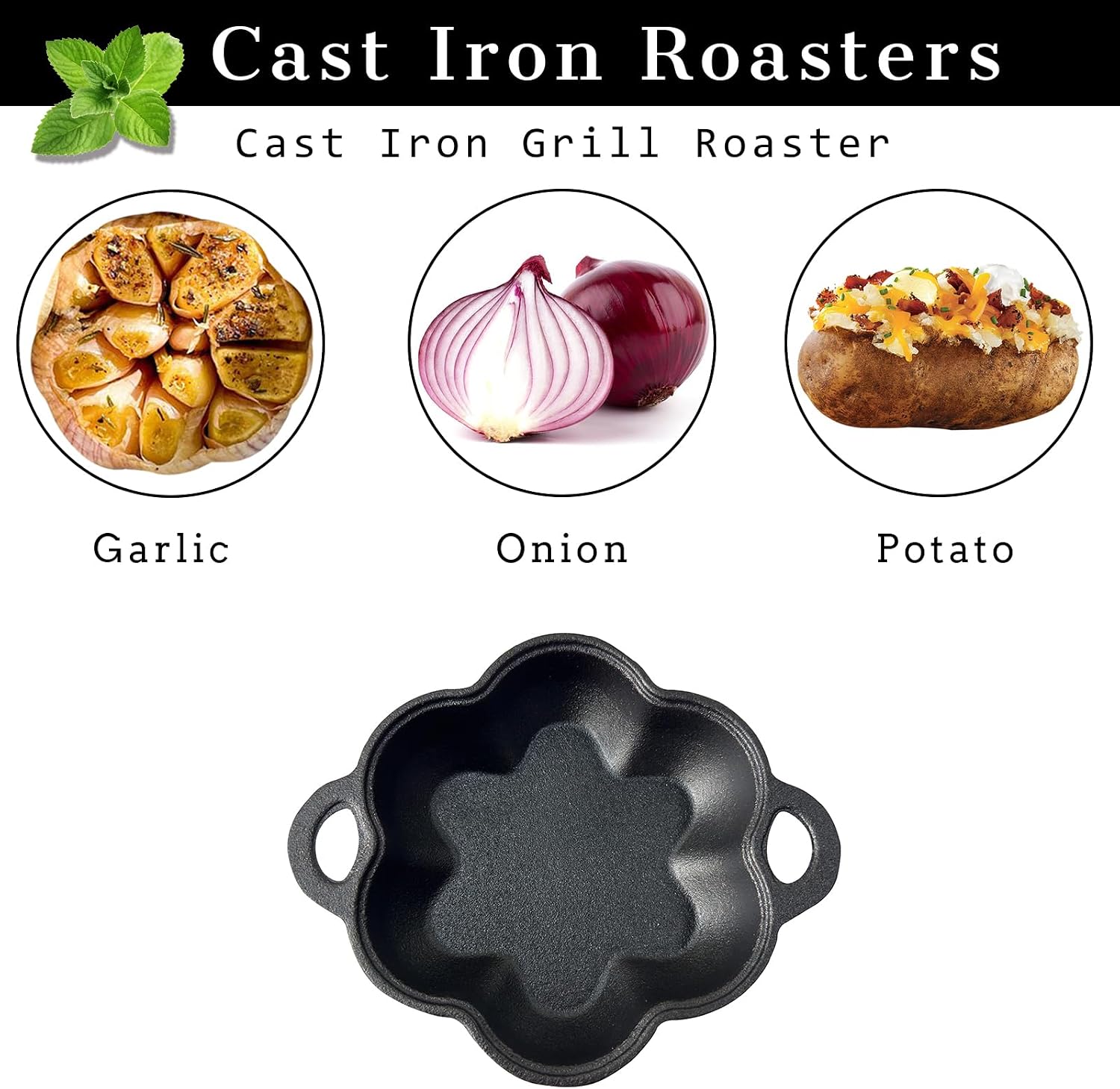 Pre-Seasoned Cast Iron Smoker & Garlic Roaster with Airflow Lid | Wood Chip Smoker Box for BBQ, Oven, Smoky Vegetables & Meats, Grill Smoker Boxes