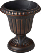 Arcadia Garden Products PL00CP Classic Traditional Plastic Urn Planter, 16" x 18", Brushed Copper