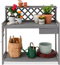 best choice products outdoor garden potting bench, wooden, main product view