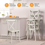 VINGLI Plastic Outdoor Dining Chairs Set of 6, Stackable Patio Cream White Dining Chairs with X Back, Waterproof Kitchen & Dining Room Chairs for Indoor-Outdoor, Capacity 400 lbs
