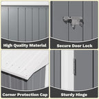 Greesum 8×6FT Outdoor Storage Shed, Metal Patio Storaged Sheds with Lockable Doors, Sheds & Outdoor Storage for Bike, Backyard, Pool and Garden, Gray