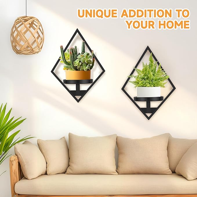 Wall Plant Holder, 3 Pack Metal Floating Shelves Indoor, Window Sill Plant Shelf for Bedroom Bathroom Living Room Home Office