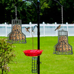 2 Pcs Bird Seed Bell Feeders S-8 Seed Cake Bell Wild Bird Feeder Outdoor Garden Cages Hanger with Stainless Steel Chain for Outside