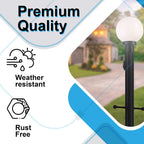 Ciata Lamp Post Cross Arm Handle Replacement, Weather Resistant Steel Cross Arm Ladder Rest with Removable Decorative Spheres for Outdoor Lamp Post and Poles, Wet Location use, Textured Black Finish