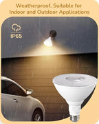 EDISHINE Flood Light Bulbs, PAR38 LED Outdoor Flood Light Bulbs, 120W Equivalent Dimmable Waterproof for Patio Yard Porch Driveway Garage, 3000K Warm Light 18W 1800LM E26 Base, 4 Pack, ETL Listed