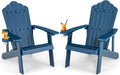 Giantex Outdoor Adirondack Chair - Oversized Patio Chairs w/Hidden Cup Holder, Realistic Wood Grain, 380 LBS Weight Capacity, Weather Resistant Firepit Chairs for Backyard, Garden (2, Navy)