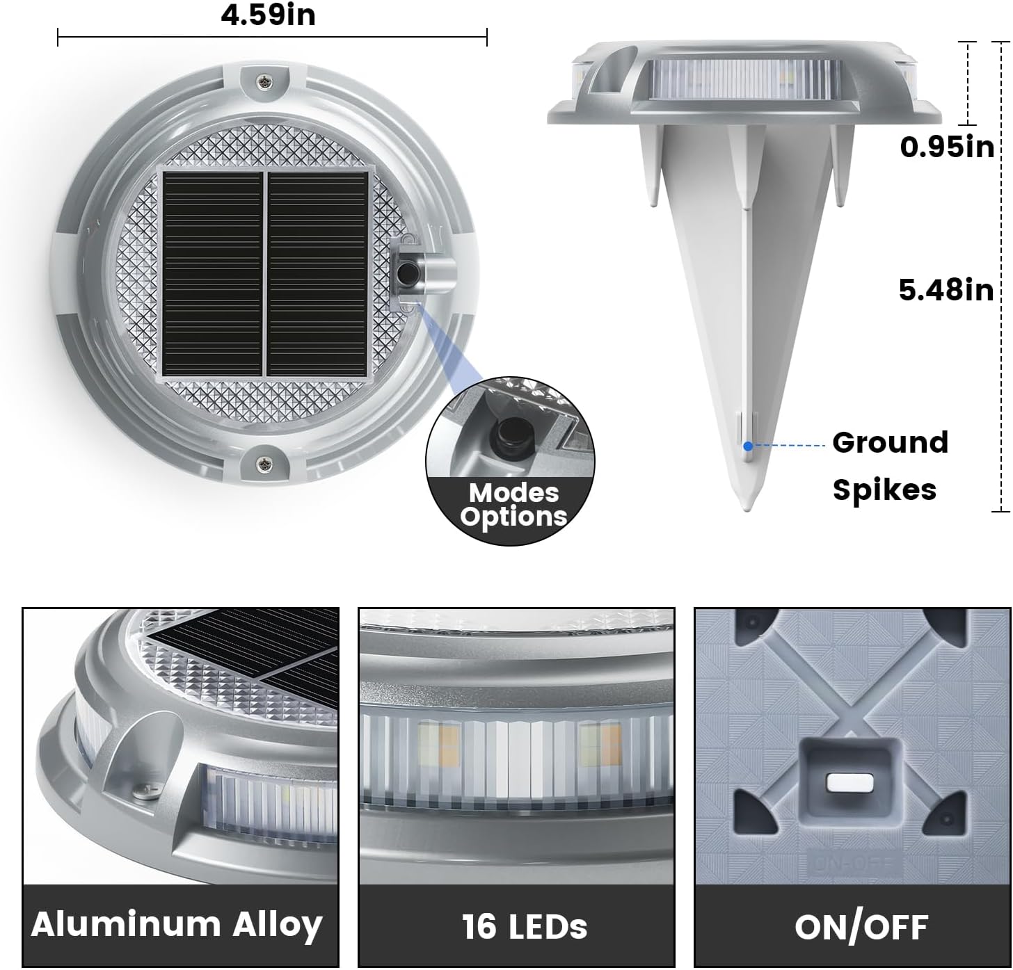 SIEDiNLAR Solar Driveway Lights Outdoor, 16 LEDs with 9 Modes RGB (12 Pack) | Solar-Powered, Waterproof Dock Marker and Deck Lights for Driveways, Steps, Walkways, Paths, Ground, Yards and Garden Safety