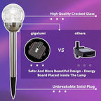 GIGALUMI Solar Outdoor, Cracked Glass Ball Solar Garden Lights, Color Changing Lights Outdoor,Garden LED for Path, Patio, Yard, 3 Pack Pathway