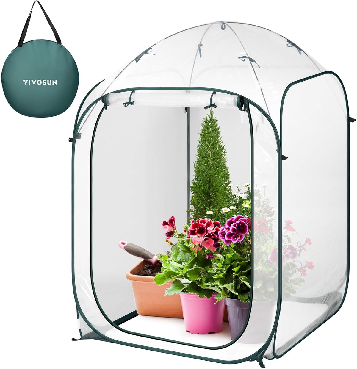vivosun 39x39x63-inch portable walk-in greenhouse, with pvc cover, main product view