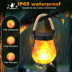 Solar Lanterns Outdoor 2-Pack with Ultra-Real Flame Lights, Dual Charging (USB/Solar), 2 Modes & Outdoor Waterproof Design — Decorative Hanging/Table Lights for Yard, Patio, Garden
