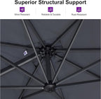 PURPLE LEAF 10 Feet Patio Umbrella Outdoor Cantilever Square Umbrella Aluminum Offset Umbrella with 360-degree Rotation for Garden Deck Pool Patio, Light Grey