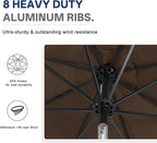 ABCCANOPY Durable Solar Led Patio Umbrellas with 32LED Lights 11FT (Brown)