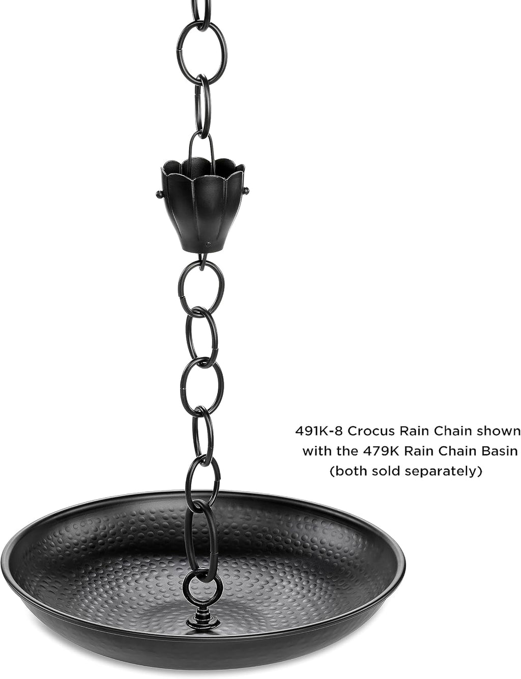 6 cup crocus black aluminum 8.5 ft. rain showing dimensions