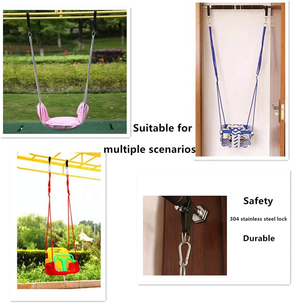 Tree Swing Strap Hanging Kit, 2 Pcs Short Straps, 9.84 inches | Hammock Straps, 2 Pcs Heavy Duty Hook Clasps, For Swing Hammocks Yoga Seat Sandbags, Gym Equipment Pulley System